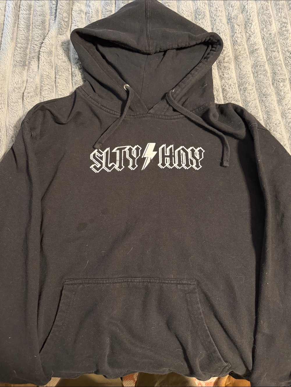 Black Graphic Hooded Sweatshirt with Lightning Logo - Women's Pullover